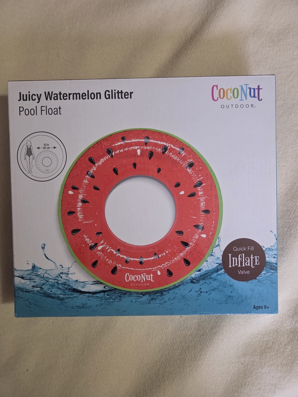 Coconuts by Matisse Juicy Watermelon Glitter Swim Float - Red/Green